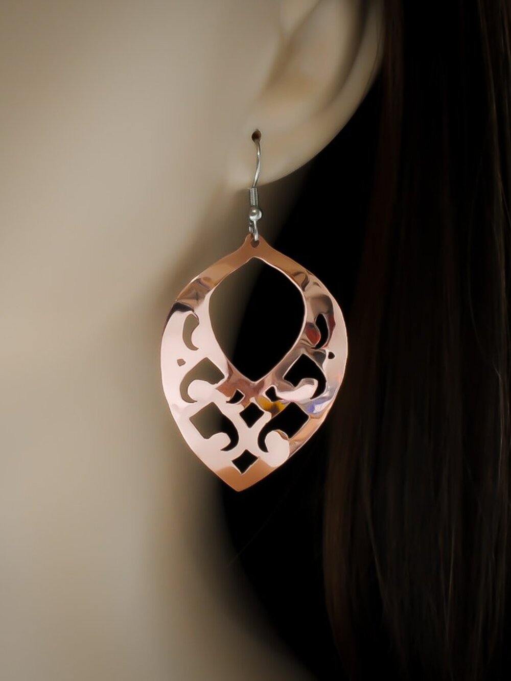Handmade Hand Cut Detailed Copper Earrings